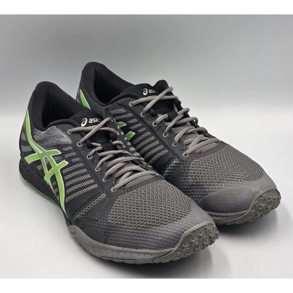 Asics FuzeX TR Mens Size 11 US Gray Black Green Athletic Training Sneakers S613N